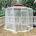 Miniatyrbillede 1 af 4: Beige cylindrisk myggenet til parasol 3 m diameter med lynlås og ballast