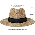 Miniatyrbilde 2 av 5: Dame Bredbremmet Strå Panama Rull Opp Hatt Fedora Strand Solhatt UPF50+