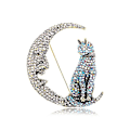 Pikkukuva 1 / 4: Vintage AB Crystal Kitten Kuunsirppi Hieno Ylisuuri Rintakoru Neula Lahja Naisille