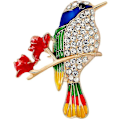 Miniatyrbild 5 av 5: Fågelbrosch med strass | Smyckesgåva för kläder och accessoarer