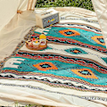Miniatyrbillede 3 af 5: (S) Boho Sofatæppe Aztec Etnisk Stil Vendbart Sofatæppe til Hjemmekontor Rejser Camping