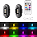 Miniatyrbilde 1 av 5: Trådløse LED-strobelys med fjernkontroll, vanntette LED-varsellys, 8 farger USB-lading for bil motorsykkel 2 stk