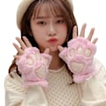 Miniatyrbilde 1 av 4: Søte Kattepotehansker Myke Varme Fingerløse Cosplay Faux Fur Plysj Kawaii for Vinter
