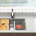Miniatyrbilde 5 av 5: Mørkegrå Sammenleggbar Silikon Oppvaskkummatte, Dreneringsmatte, Sklisikre Varmebestandige Kjøkkenmatter, Oppvaskkummatter for Servise, Glass (Midtre Hull)
