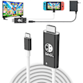 Pikkukuva 1 / 5: USB C - HDMI -kaapeli Nintendo Switchille/OLEDille, 3 in 1 -kaapeli 100 W PD:llä ja 4K HDMI:llä, tukee TV:tä/Steam Deckiä/kannettavaa tietokonetta/PC:tä, 2 m mustavalkoinen