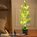 Miniatyrbilde 2 av 5: Bordlampe for Romdekor, Kreativ Potteplanteform, Lampe i Naturlig Stil for Nattlys, Simulerte Grønne Planter Nattlysgaver (Sypress)