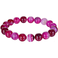 Miniatyrbillede 2 af 5: Fuchsia Stribet Agat Armbånd Glat Rund Størrelse 8mm 7,5\" længde