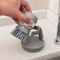 Miniatyrbillede 4 af 5: Opvaskebørste med Sæbedispenser, Køkkenhåndbørste til Opvask, Gryder, Pander og Vaske -- Grå