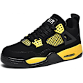 Miniatyrbillede 1 af 2: (A4 Sort Rød 7 UK) Bebetter Herre Air 4 Retro Klassiske Skatesko - Sorte Fitness Træningssko til Basketball Casual Sneakers 7 UK