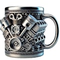 Pikkukuva 1 / 5: Personoitu ruostumattomasta teräksestä valmistettu moottorimuki, luova 3D-automootori V8