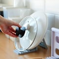 Miniatyrbild 4 av 5: Grått Multifunktionellt Lockställ i Plast, Hopfällbart Diskställ för Köket, Köksförvaringsställ