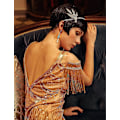 Pikkukuva 3 / 5: 1920-luvun asusteet Hieno puku Pääpanta Kristallinen Flapper-pääpanta Gatsby 1920-luvun Art Deco -pääpannat Inspiroitu Lehtikruunu Helmi