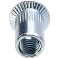 Miniatyrbilde 4 av 5: M6 blindkrympehylse, forsenket hode, riflet rundt skaft, åpen gjenget innsats, 6mm riflet sinkbelagt stål, blindmutter for stål, legering, kobber, plast, fi