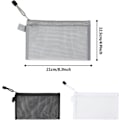 Miniatyrbillede 2 af 5: 3-pak Gennemsigtige Mesh Penalhuse med Lynlås til Makeup og Blyanter til Kvinder - 21 x 12 cm, Sort Hvid Grå