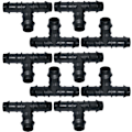 Miniatyrbild 1 av 5: Set of 10 Ø20mm ''T'' connectors/splitters for garden hose
