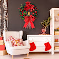 Miniatyrbild 4 av 5: Christmas Wreath with Wind Lantern Bowknot Red Flower Front Door