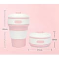Miniatyrbild 3 av 5: Rosa Hopfällbar Vattenkopp Silikonkopp 350ml Praktisk Klämbar Vikbar Kaffekopp