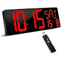 Miniatyrbild 1 av 2: Digital väggklocka med fjärrkontroll, 16,5 tums LED digital väckarklocka, nedräkningstimer med stor display