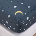 Miniatyrbillede 1 af 5: Børne madrasbeskytter, blåt stjerne måne galakse sengetæppe til enkeltseng, boxmadras op til 25-30 cm madras, mørkeblå-120*200*27cm