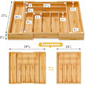 Miniatyrbillede 3 af 5: Udtrækkelig bestikbakke i bambus til køkkenredskaber og bestikorganisator 34,3-50,5 x 44,7 cm Gul