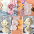 Miniatyrbillede 4 af 5: Silikone lysform, 3D kvinde med lukkede øjne - Silikoneform - Silikone lysform - DIY lysform - Til fremstilling af duftlys (A)