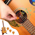 Miniatyrbild 3 av 5: Gitarrplektrumbox i trä med ställ för musiker