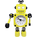 Miniatyrbild 1 av 5: Gul Robot Väckarklocka, Tyst Väckarklocka i Rostfritt Stål med Blinkande Lysande Ögon och Roterande Arm, Barnpresent