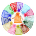 Miniatyrbillede 1 af 2: 50 stk. 6x9\" Organza Poser med Snøre, Assorterede Farver, til Festgaver