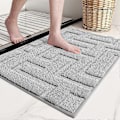 Miniatyrbilde 1 av 5: Sklisikker badematte 40x60cm, absorberende og vaskbar baderomsmatte, grå mikrofiber badematte dusjmatte for bad, toalett, kjøkken, gang