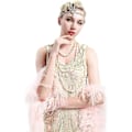 Pikkukuva 5 / 5: 1920-luvun asusteet Hieno puku Pääpanta Kristallinen Flapper-pääpanta Gatsby 1920-luvun Art Deco -pääpannat Inspiroitu Lehtikruunu Helmi