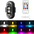 Miniatyrbilde 1 av 5: Trådløse LED Strobelys med Fjernkontroll, Vanntette LED Varsellys, 8 Farger USB-Lading for Bil Motorsykkel 1 stk.