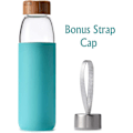 Miniatyrbillede 2 af 2: Borosilikatglas Vandflasker, 25oz &amp; 18oz, Bambuslåg, BPA-fri Silikone Sleeve
