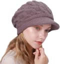 Stickad damhatt med skärm Stickade mössor Basker Mössa Varma skidmössor för vintern Purple(A)
