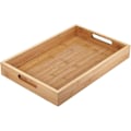 Miniatyrbilde 1 av 5: Rektangulært bambusbrett med håndtak for servering av mat, middag, frokost, te, kaffe og snacks (38 x 25 x 5 cm)