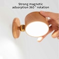 Miniatyrbillede 5 af 5: Magnetisk væglampe i træ, 360° roterbar LED væglampe USB genopladelig batteridrevet dæmpbar natlampe læselampe magnetisk skab