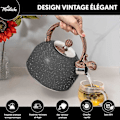 Miniatyrbillede 3 af 5: 2,5L Vandkedel i Rustfrit Stål med Advarselsfløjte, Retro Stil med Praktisk og Ergonomisk Håndtag, Letvægt, Hurtig Opvarmning, BPA Fri, til Alle