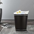 Miniatyrbild 2 av 4: Klassisk papperskorg i läder, kreativ papperskorg, för kontor, hem och exklusiva hotell (Svart)