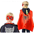 Miniatyrbillede 3 af 5: Superhelte kostumer kapper og masker til børn Dobbelt side kappe Bedste superhelte legetøj og børnegaver Dobbeltsidet trykt 4 sæt kappe + snørepose