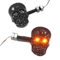 Miniatyrbild 3 av 5: (Silver) Universella Dödskalle LED Blinkers Indikatorlampor Används för Motorcykel S2024123010918