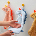 Miniatyrbild 1 av 5: Set med 3 Mjuka Handdukar för Kök, Badrum och Toalett, Absorberande Dinosauriehanddukar i Korallfleece för Barn