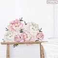 Miniatyrbillede 3 af 5: PÆON vægstickers (54x53 cm) I selvklæbende vægsticker pink hvide blomster romantiske planter blade I Indretning til stue soveværelse køkken entre