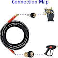 Miniatyrbillede 2 af 4: Højtryksrenser Slange Adapter Sæt M22 til 3/8 Quick Connect Elektrisk Renser Slange, 5000 PSI