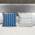 Miniatyrbilde 3 av 5: Putetrekk Sett med 4 Putetrekk Lin Putetrekk Dekorativt Putetrekk for Sofa Hage Seng Divanpute, Lyseblå-45*45cm