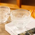 Miniatyrbillede 3 af 5: Vintage Kaffekrus Glas Prægede Kaffekopper Glas Kopper Tekopper