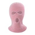 Pikkukuva 1 / 5: (Pinkki) Talvinen unisex neulottu pipo kolmella reiällä, yksivärinen kokokasvobalaclava, kupumainen neulottu kasvosuoja ulkoiluun ja pyöräilyyn Pink