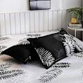Miniatyrbild 4 av 5: Sött Mjukt Vändbart Påslakanset med Lövmotiv för Kvinnor, Blommigt Palmblad Dekor, Queen Size