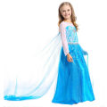 Miniatyrbillede 4 af 6: Elsa prinsessekjole + handsker/stav/krone/fletning LightBlue 140  cm