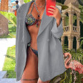 Miniatyrbilde 3 av 4: Kvinner Langermet Business Jakker Work Cardigan Jakke Single Breasted Blazere Light Grey S
