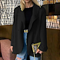Miniatyrbillede 1 af 4: Kvinder Langærmede Business Jakker Work Cardigan Jakke Enkeltradede Blazere Black M
