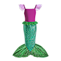 Miniatyrbild 3 av 3: Lilla sjöjungfrun Ariel Prinsessan Kostym Barnklänning För tjejer Cosplay Barn Karneval Födelsedagsfest Kläder Sjöjungfruklänning 7-8T(size 140) 9pcs Mermaid Sets